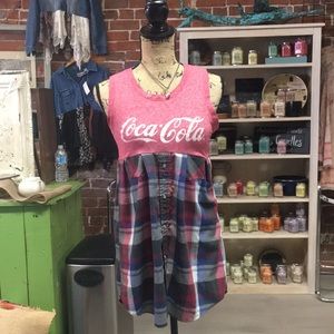 One of a kind upcycled CocaCola tunic, size S